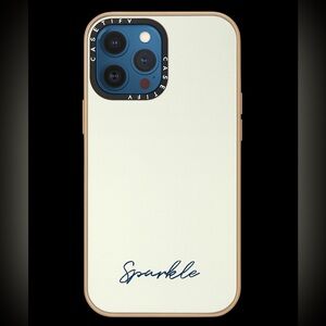 IPhone 12 Pro Max Casetify case mint green case with blue Sparkle custom name
